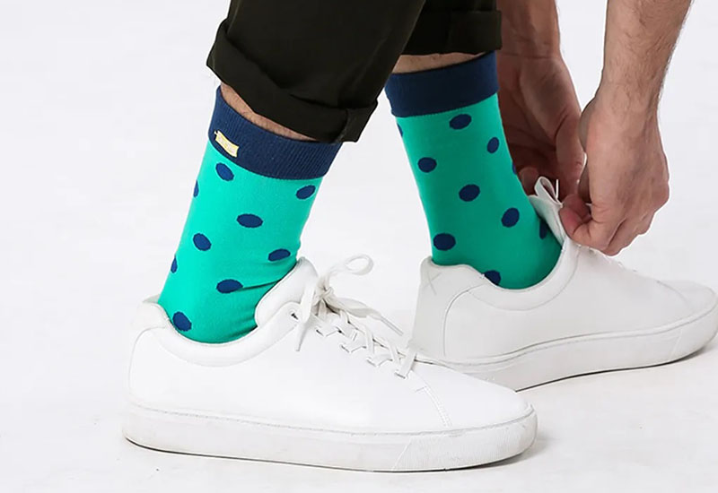 大圓點襪-藍綠 厚襪款(2種尺寸)